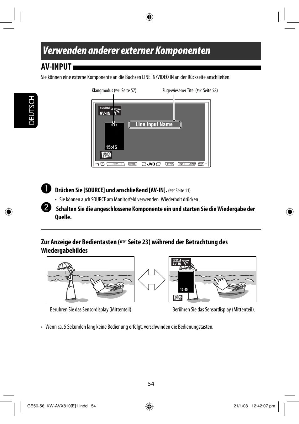 Verwenden anderer externer komponenten, Av-input | JVC KW-AVX810 User Manual | Page 136 / 331