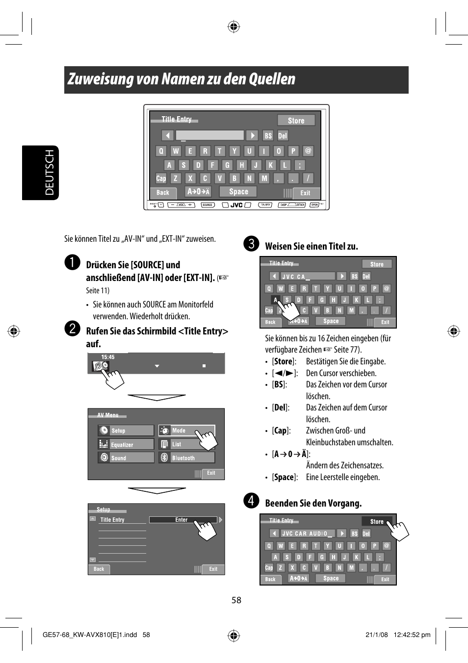 Zuweisung von namen zu den quellen, Deutsch | JVC KW-AVX810 User Manual | Page 140 / 331