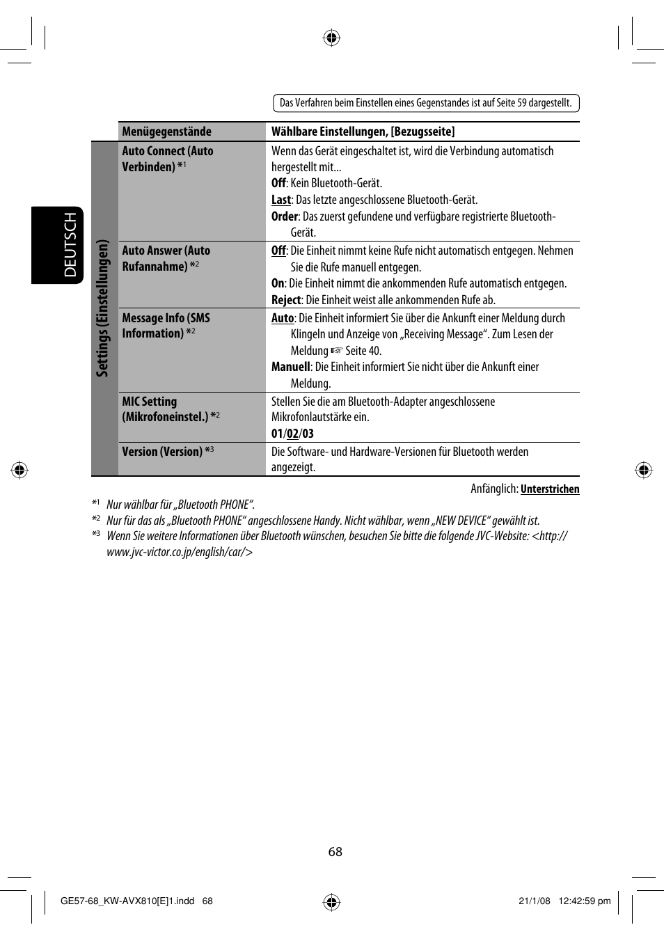 Deutsch, Settings (einstellungen) | JVC KW-AVX810 User Manual | Page 150 / 331