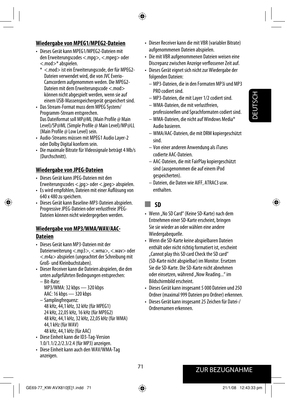 Zur bezugnahme deutsch | JVC KW-AVX810 User Manual | Page 153 / 331