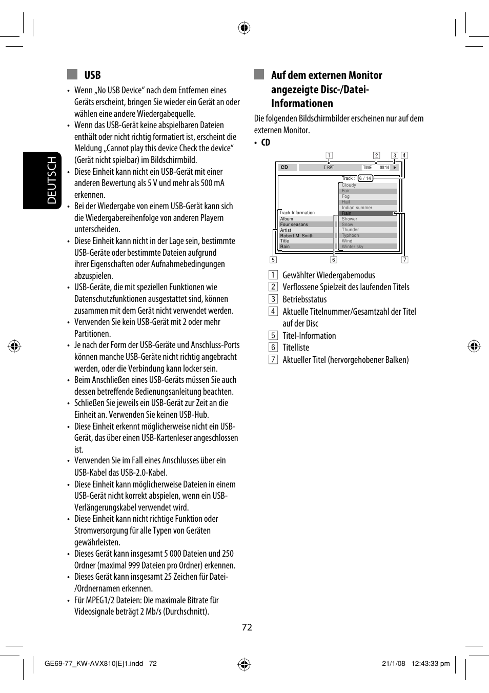 Deutsch | JVC KW-AVX810 User Manual | Page 154 / 331