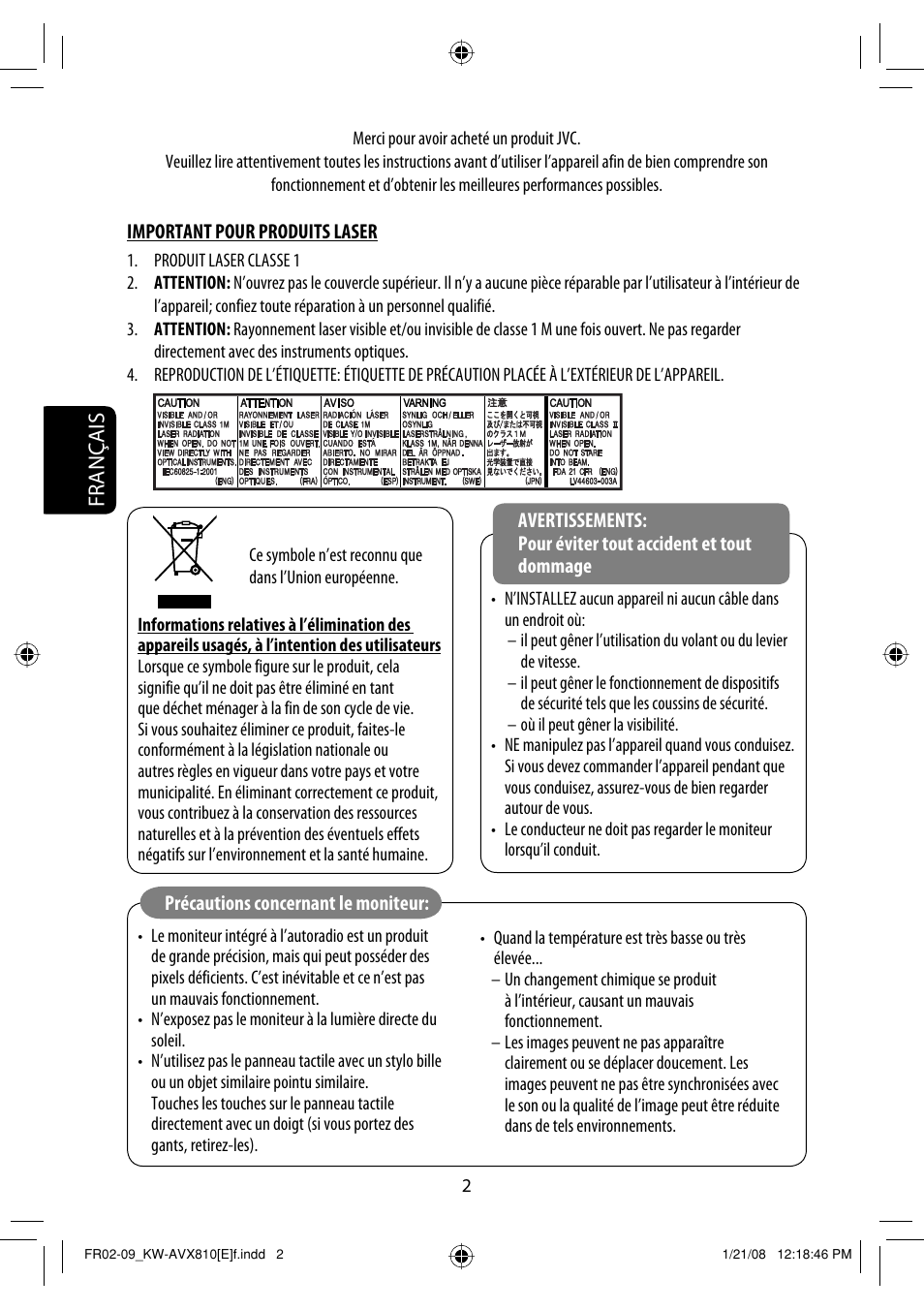 Français | JVC KW-AVX810 User Manual | Page 166 / 331