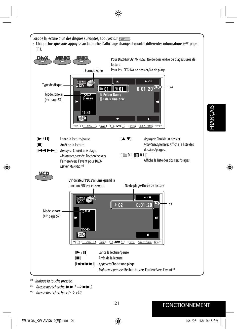 Fonctionnement, Français | JVC KW-AVX810 User Manual | Page 185 / 331