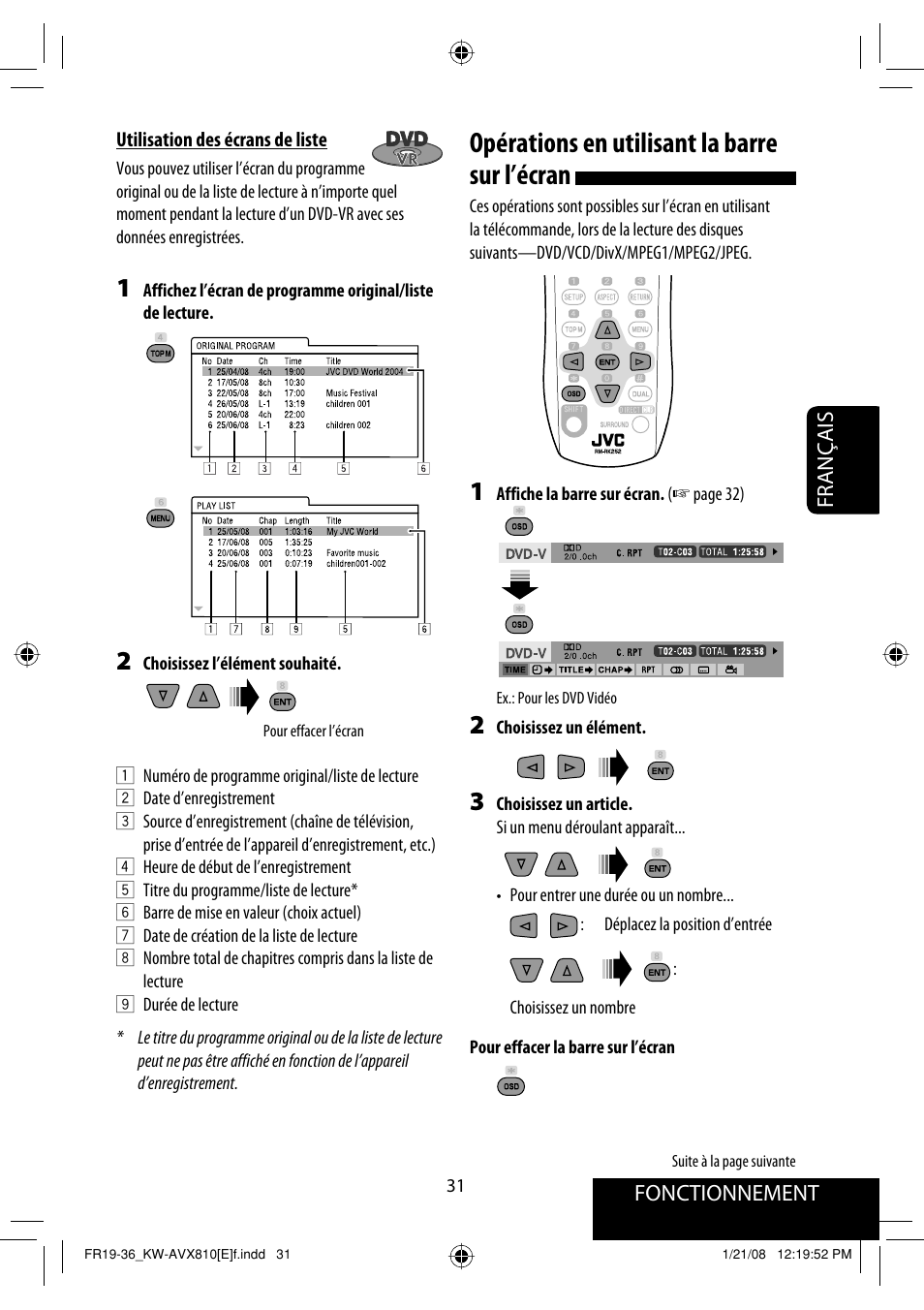 Opérations en utilisant la barre sur l’écran | JVC KW-AVX810 User Manual | Page 195 / 331