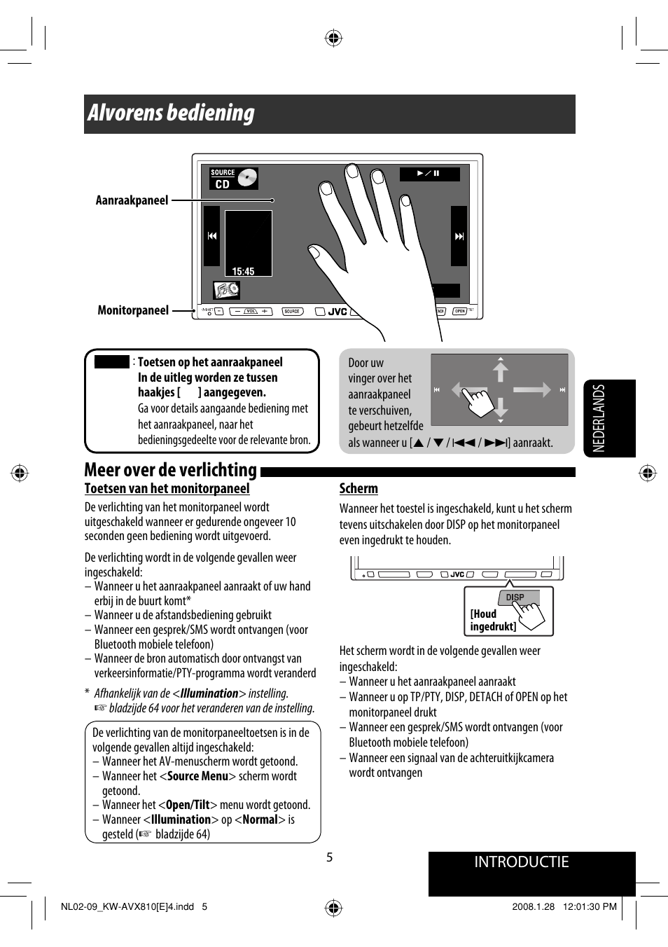 Alvorens bediening, Meer over de verlichting, Introductie | Nederlands | JVC KW-AVX810 User Manual | Page 251 / 331