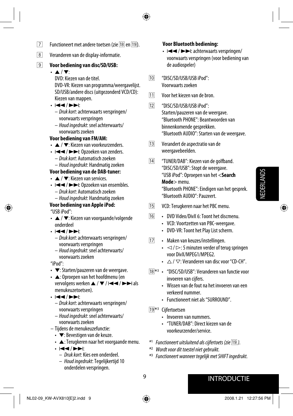 Introductie, Nederlands | JVC KW-AVX810 User Manual | Page 255 / 331