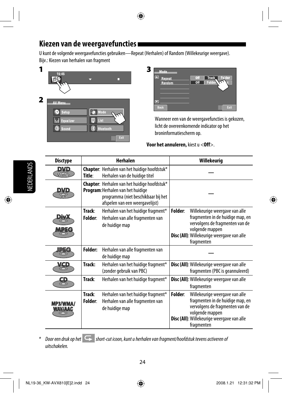 Kiezen van de weergavefuncties, Nederlands | JVC KW-AVX810 User Manual | Page 270 / 331