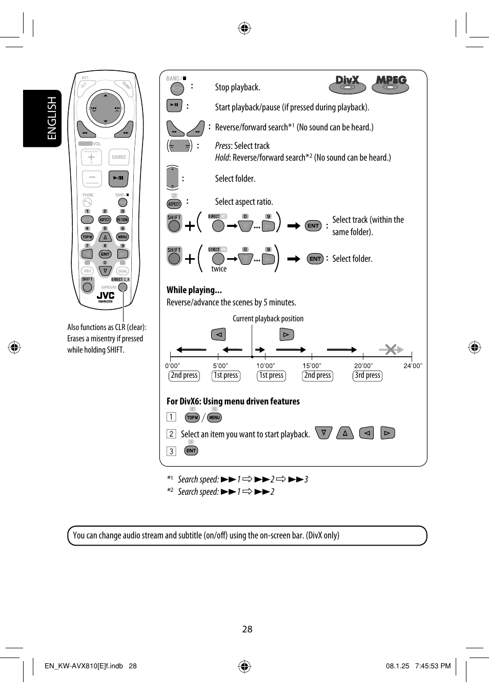 English | JVC KW-AVX810 User Manual | Page 28 / 331