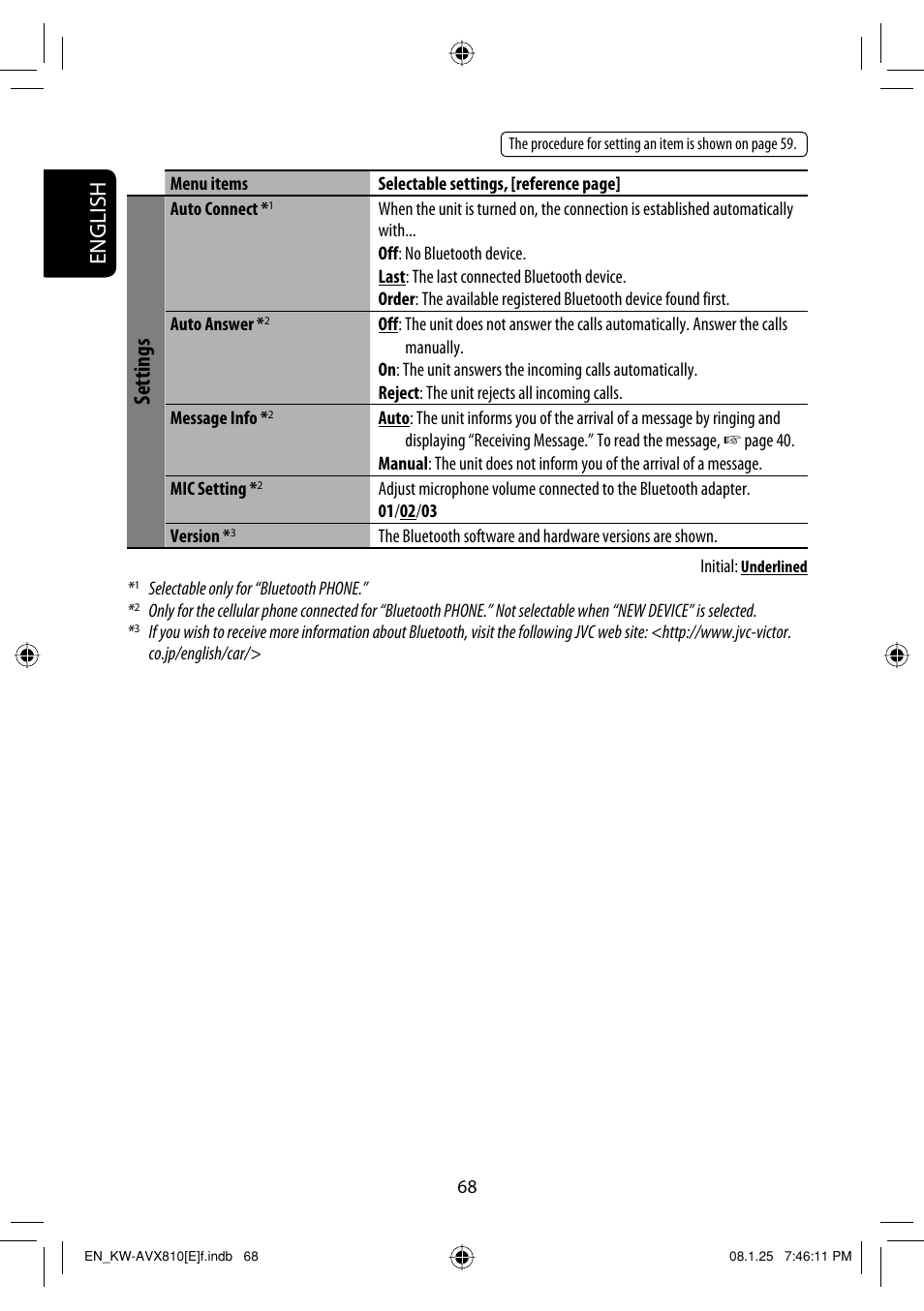 English, Settings | JVC KW-AVX810 User Manual | Page 68 / 331