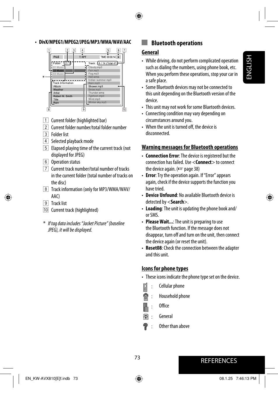 References english bluetooth operations | JVC KW-AVX810 User Manual | Page 73 / 331