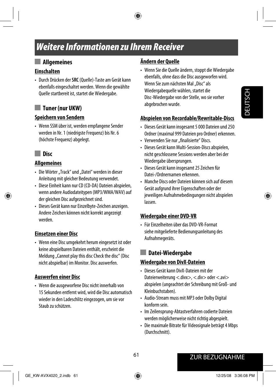 Weitere informationen zu ihrem receiver | JVC KD-AVX40 User Manual | Page 135 / 292