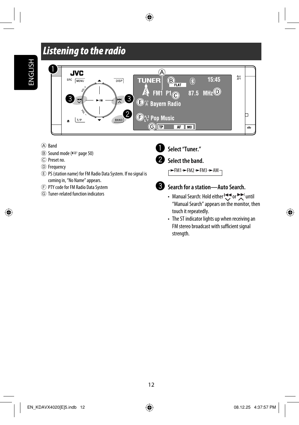 Listening to the radio | JVC KD-AVX40 User Manual | Page 14 / 292
