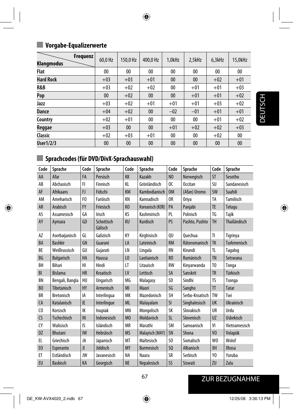 Vorgabe-equalizerwerte | JVC KD-AVX40 User Manual | Page 141 / 292