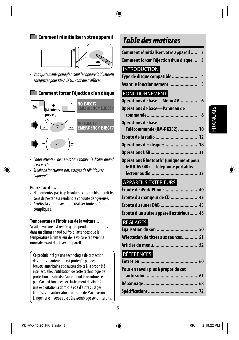 Table des matieres | JVC KD-AVX40 User Manual | Page 149 / 292