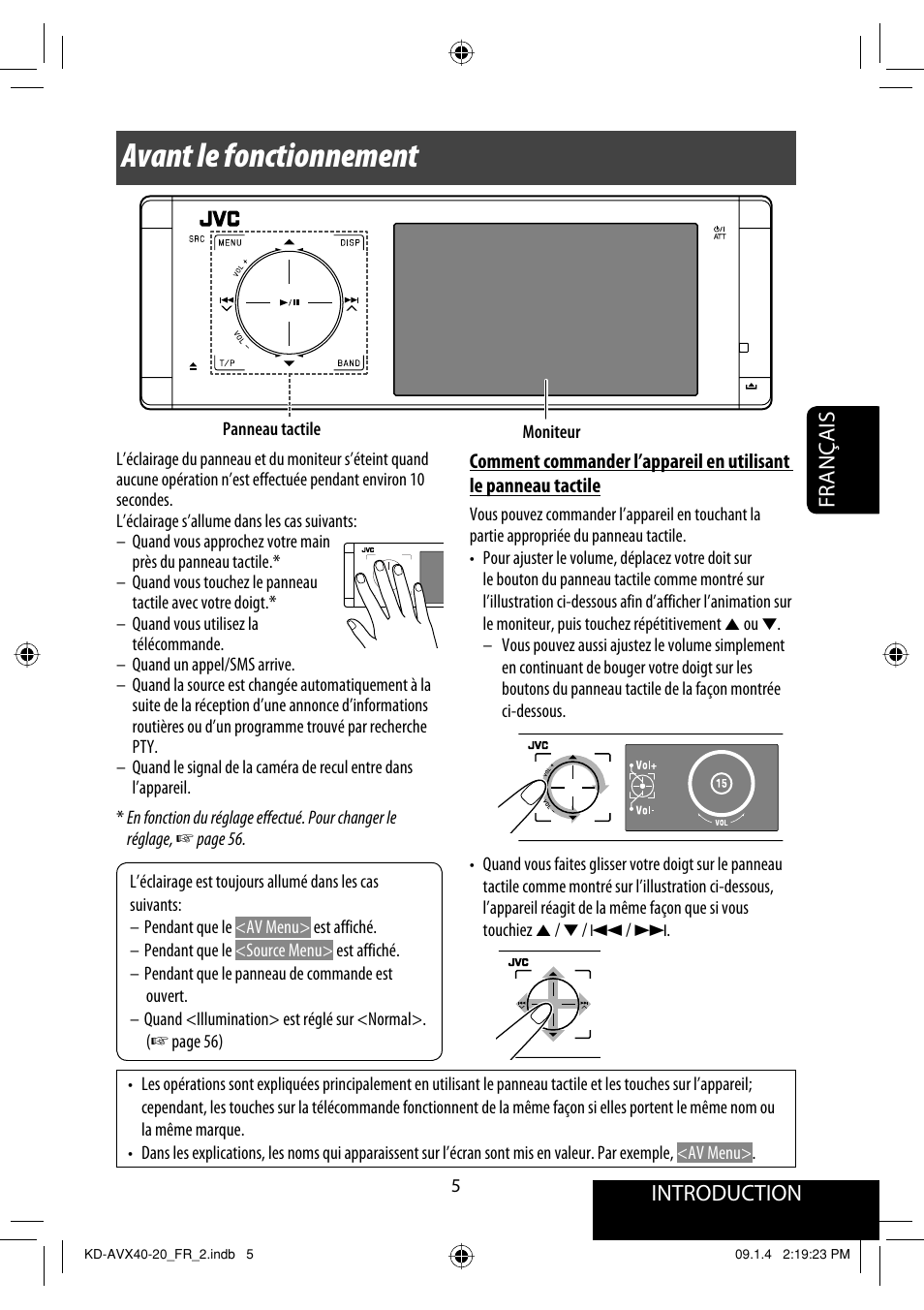 Avant le fonctionnement, Introduction, Français | JVC KD-AVX40 User Manual | Page 151 / 292