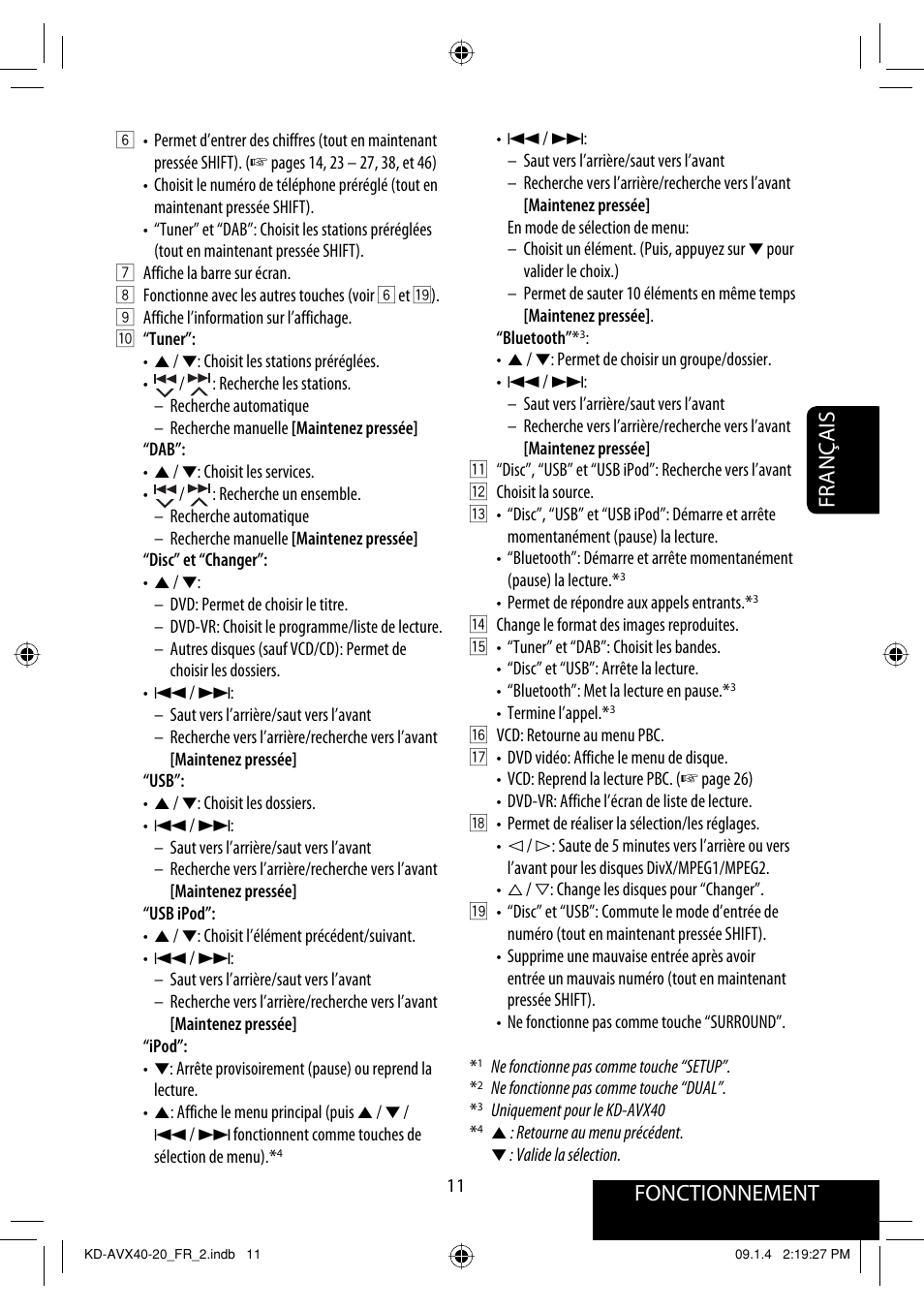 Fonctionnement, Français | JVC KD-AVX40 User Manual | Page 157 / 292