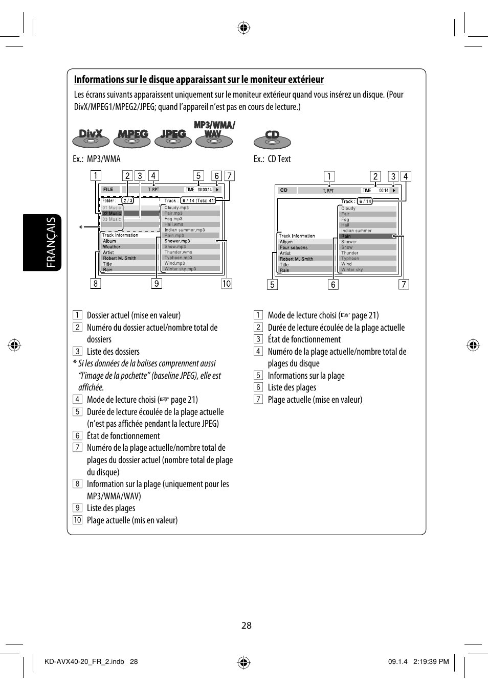 Français | JVC KD-AVX40 User Manual | Page 174 / 292