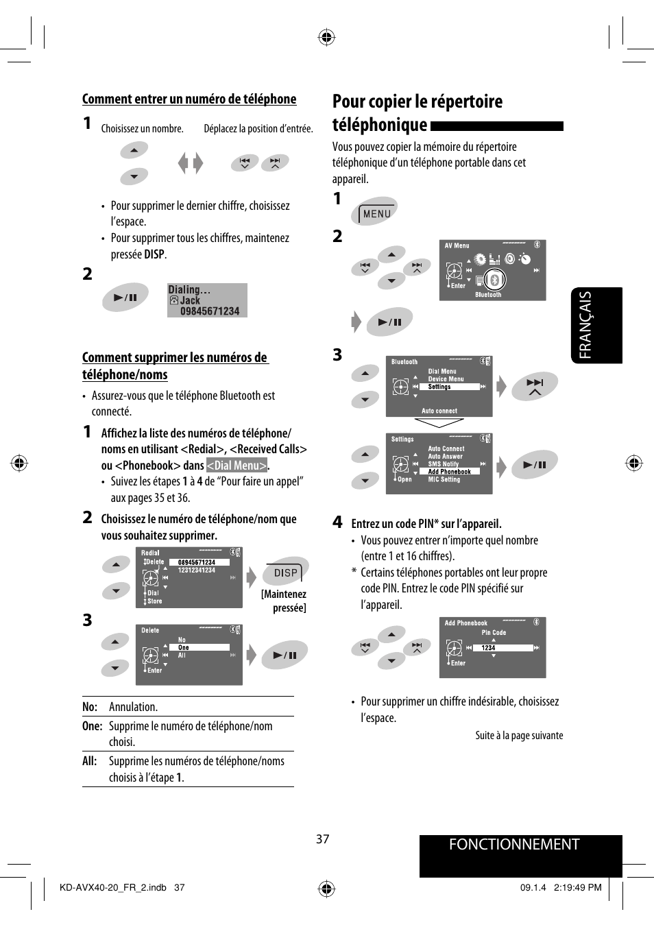 Pour copier le répertoire téléphonique | JVC KD-AVX40 User Manual | Page 183 / 292