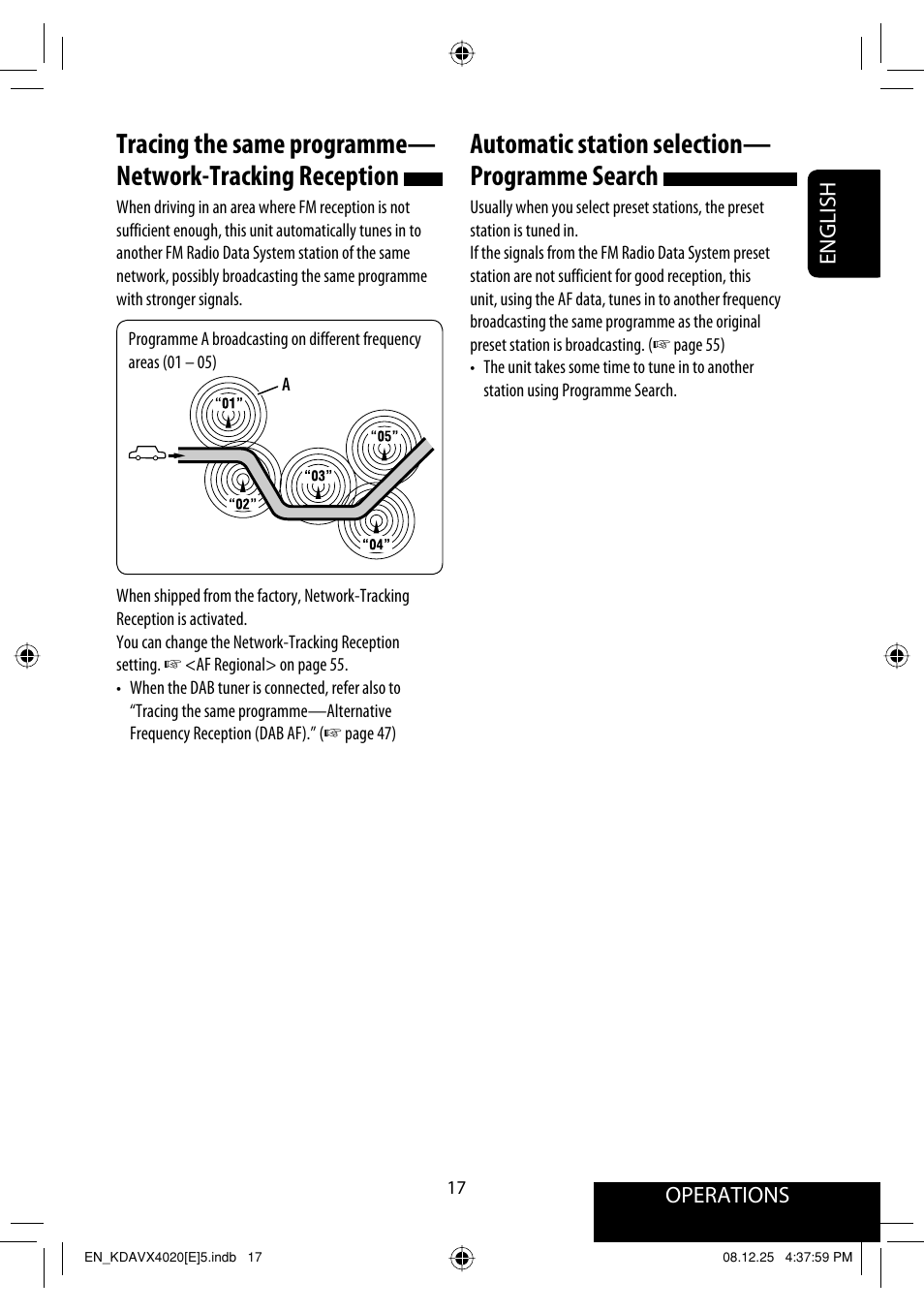 Automatic station selection— programme search, Operations, English | JVC KD-AVX40 User Manual | Page 19 / 292