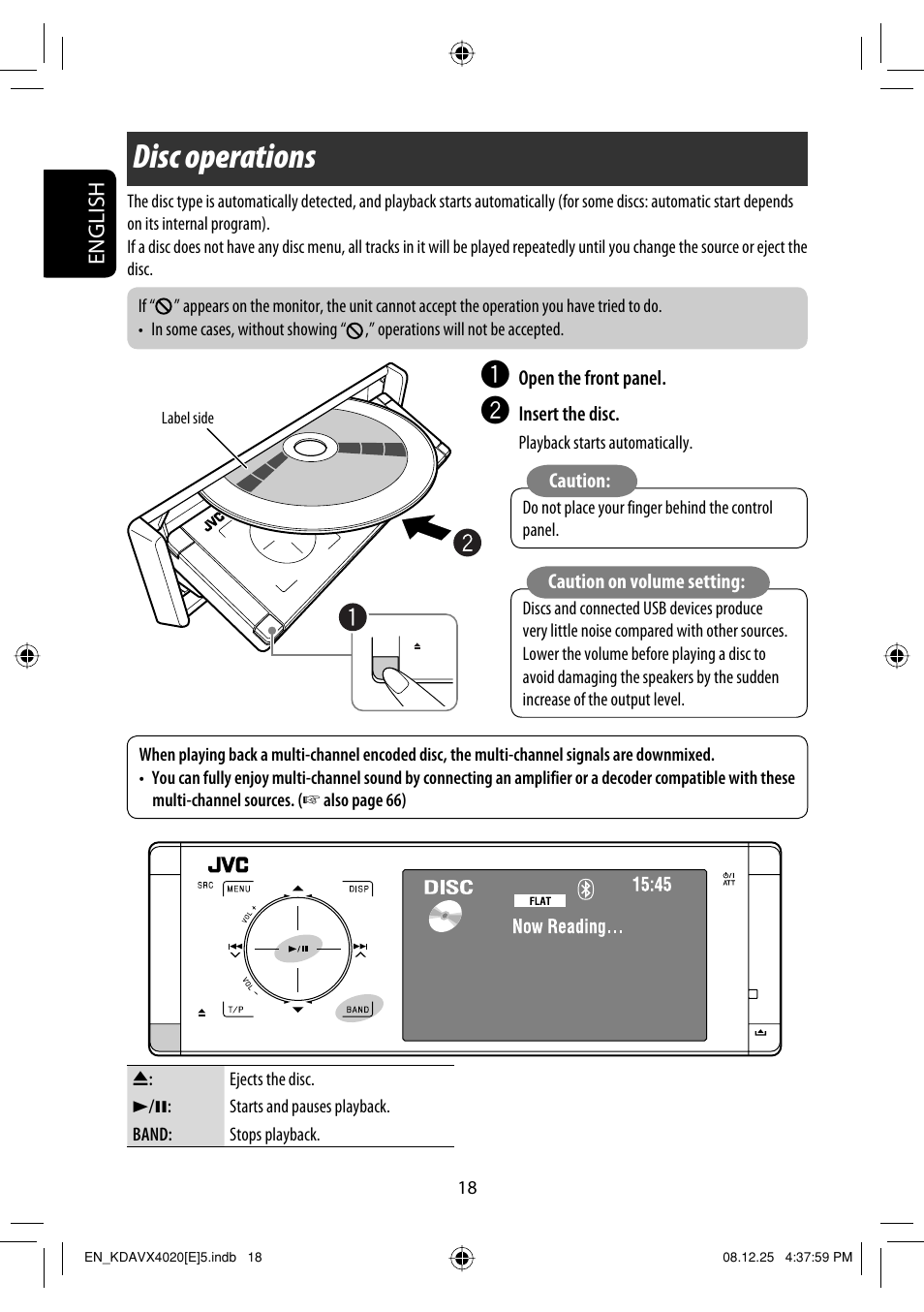 Disc operations | JVC KD-AVX40 User Manual | Page 20 / 292