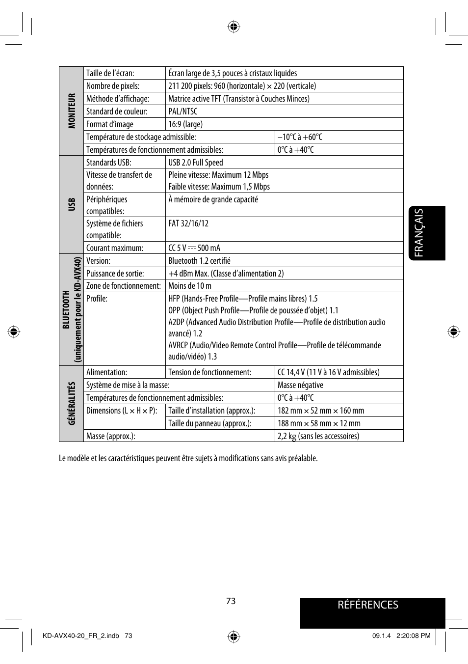 Références français | JVC KD-AVX40 User Manual | Page 219 / 292