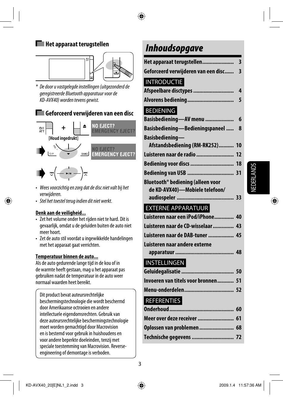 Inhoudsopgave | JVC KD-AVX40 User Manual | Page 221 / 292