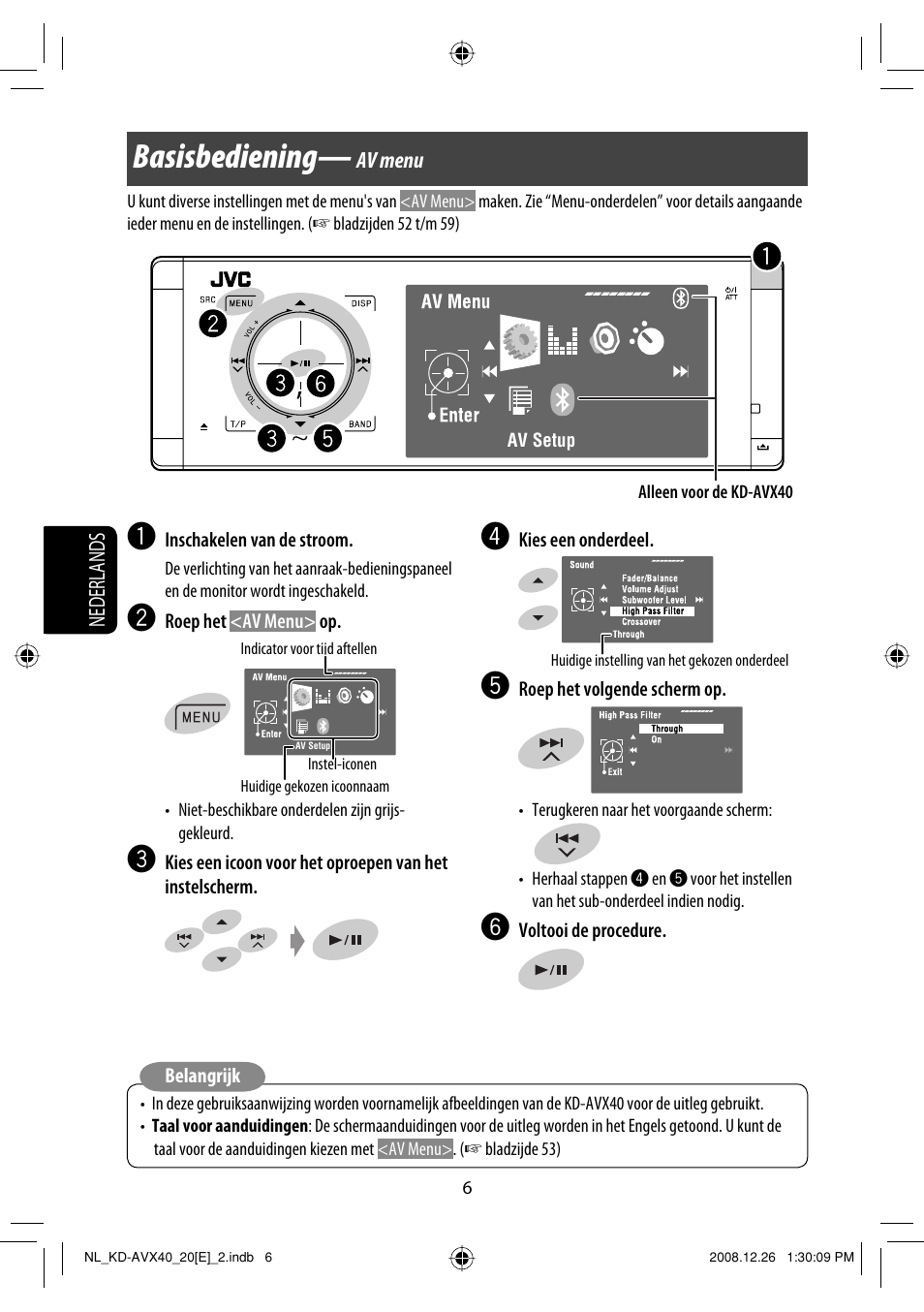 Basisbediening | JVC KD-AVX40 User Manual | Page 224 / 292