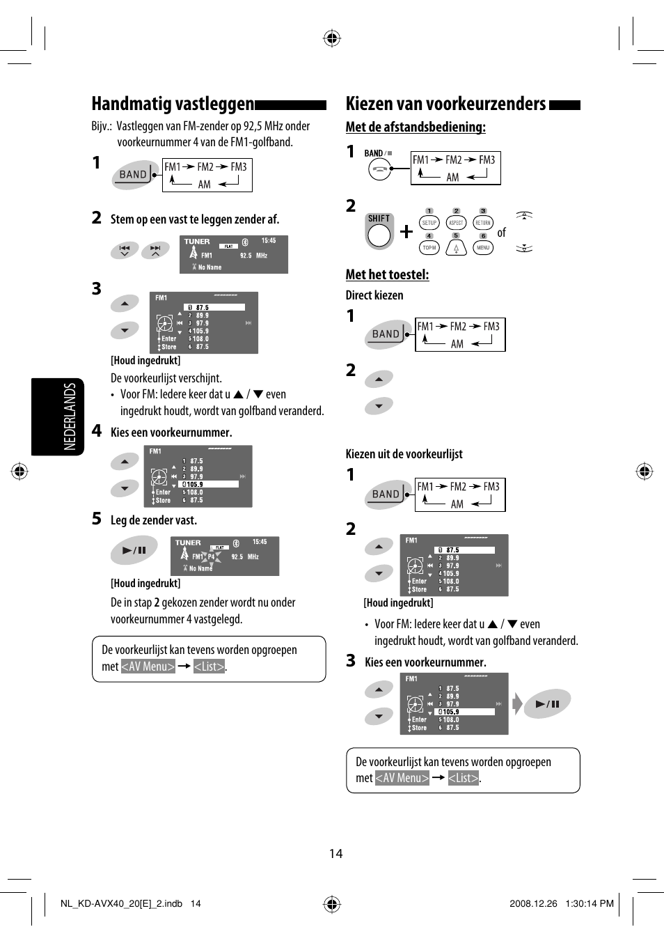 Handmatig vastleggen, Kiezen van voorkeurzenders | JVC KD-AVX40 User Manual | Page 232 / 292