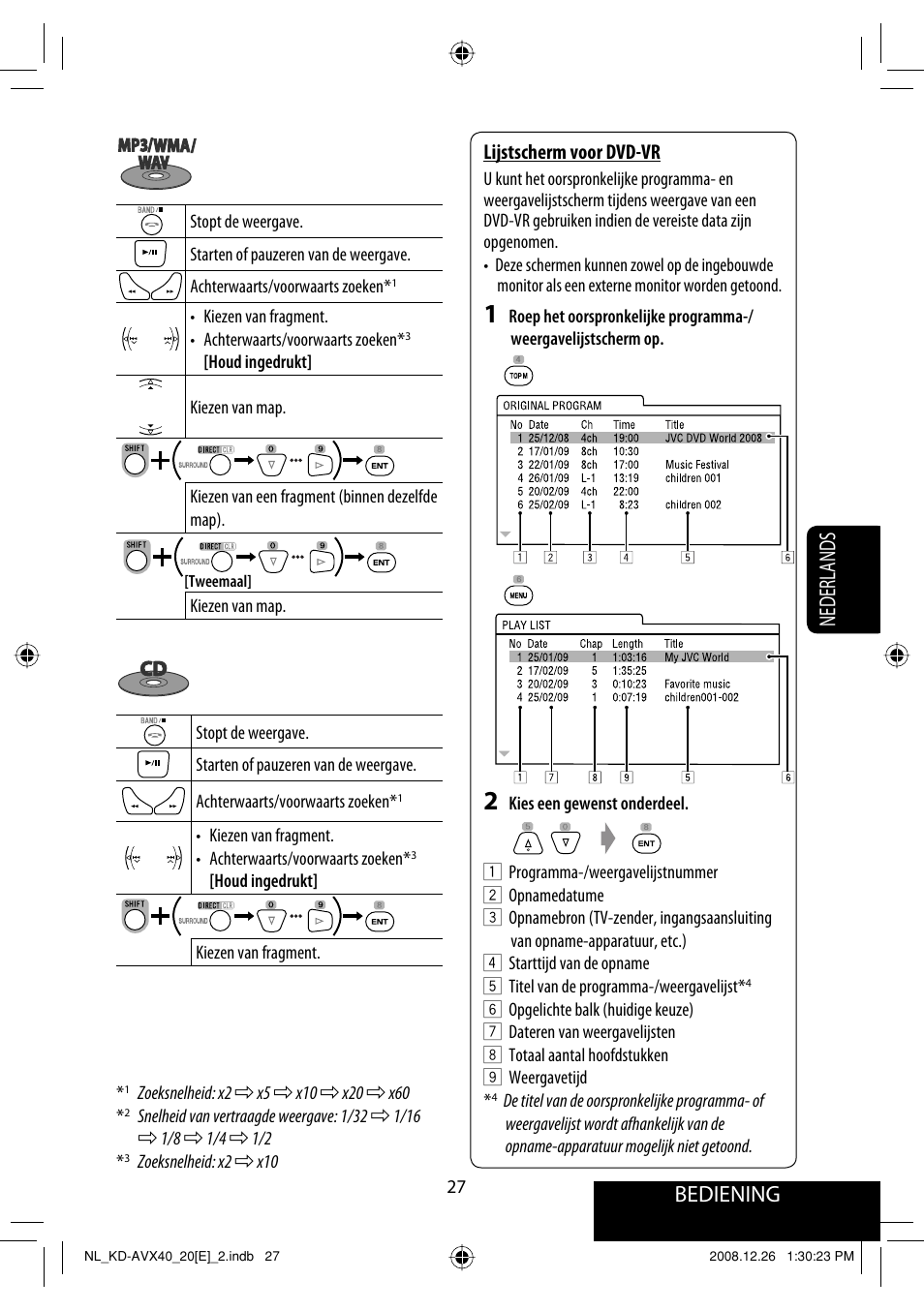 Bediening, Nederlands | JVC KD-AVX40 User Manual | Page 245 / 292