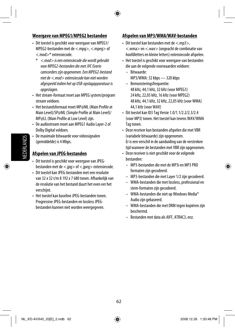 Nederlands | JVC KD-AVX40 User Manual | Page 280 / 292