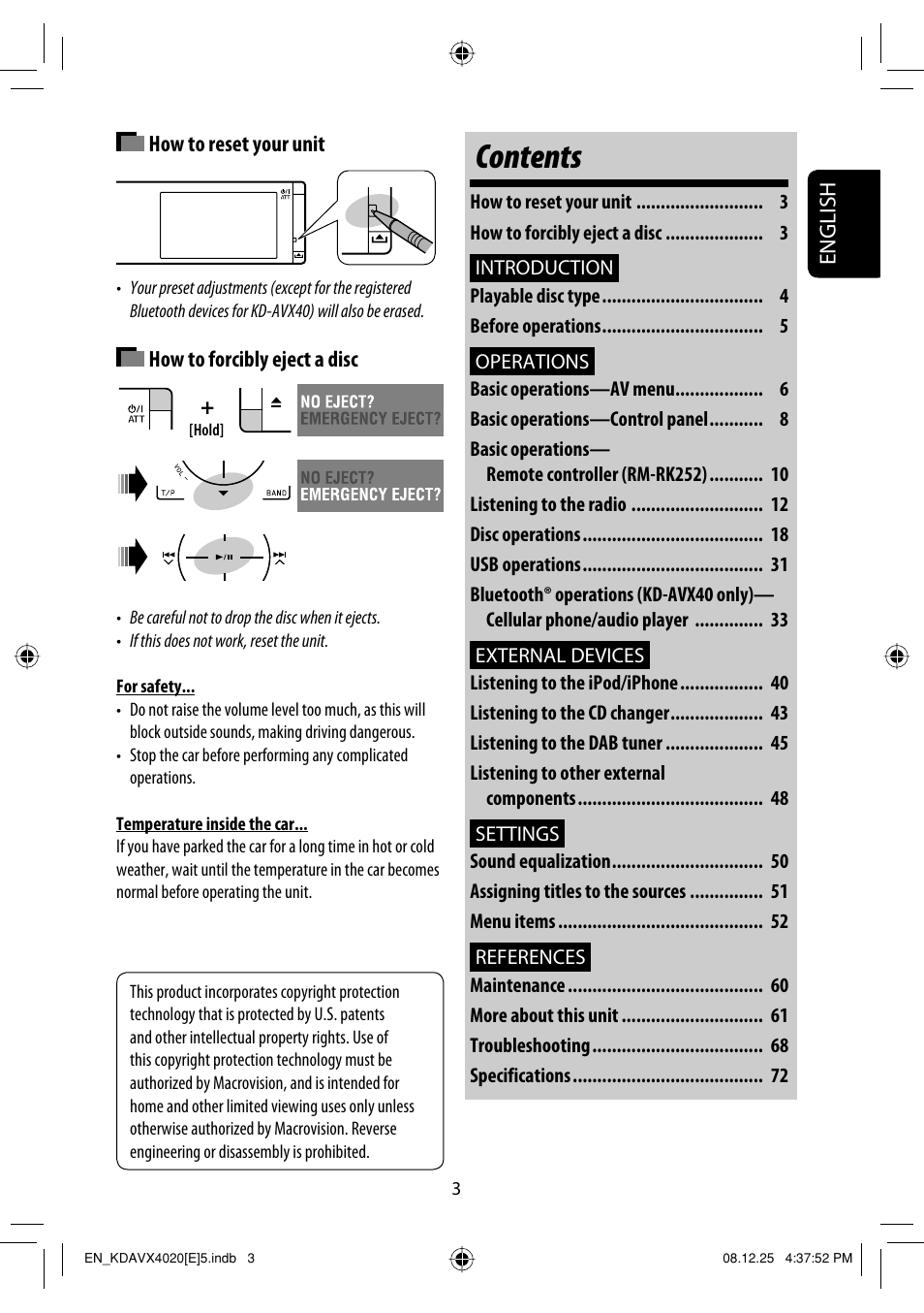 JVC KD-AVX40 User Manual | Page 5 / 292