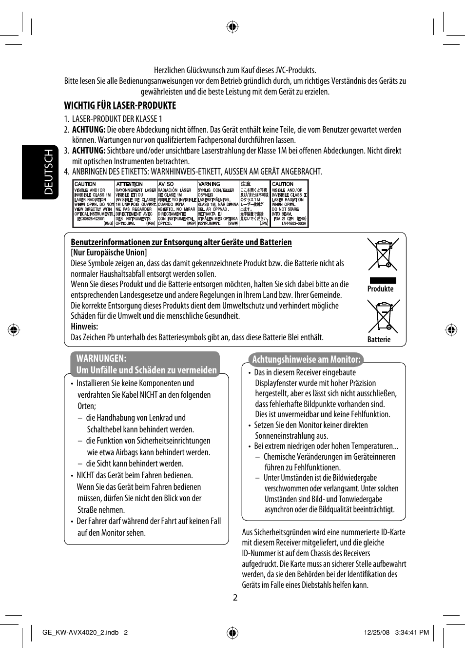Deutsch | JVC KD-AVX40 User Manual | Page 76 / 292