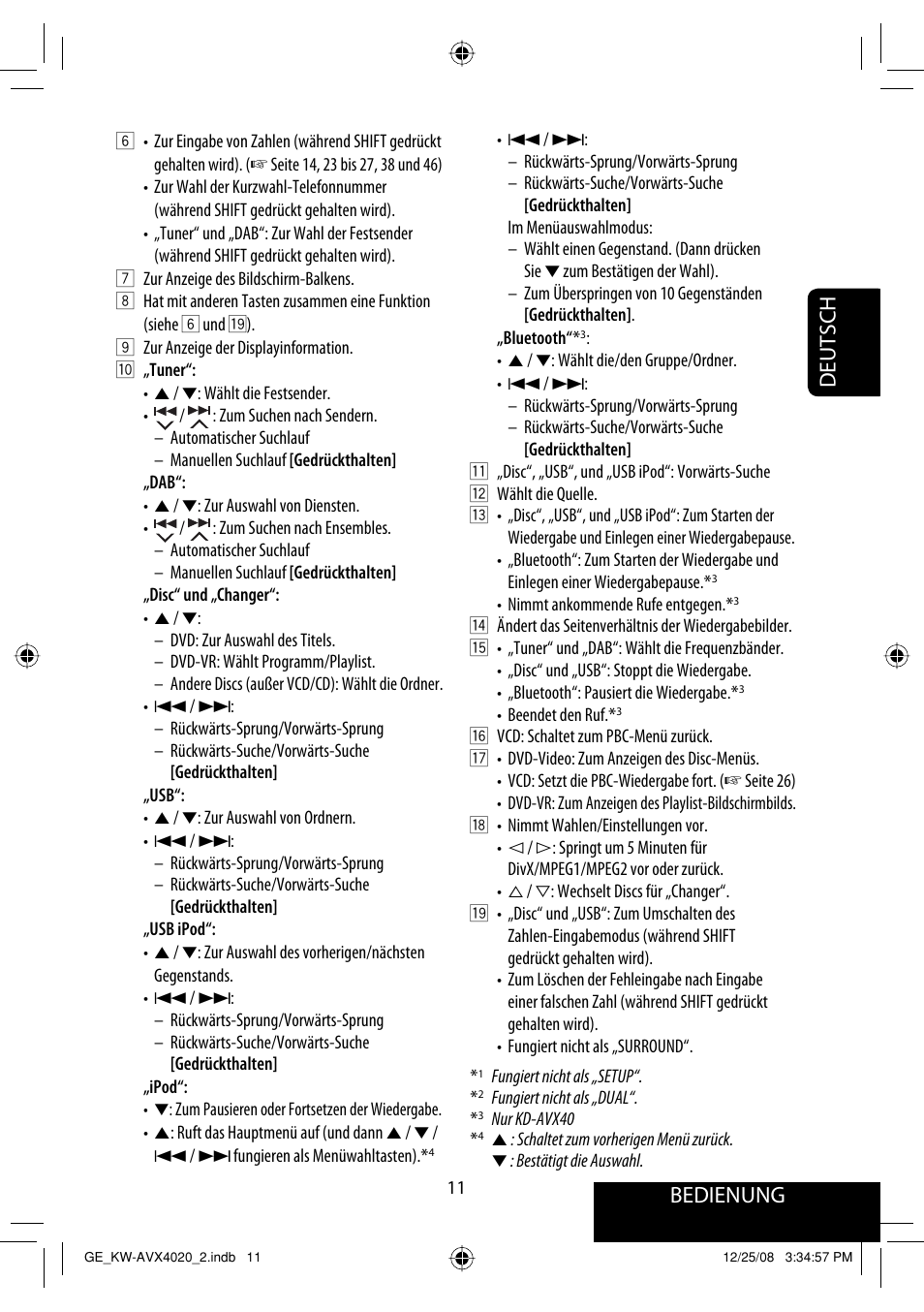 Bedienung, Deutsch | JVC KD-AVX40 User Manual | Page 85 / 292