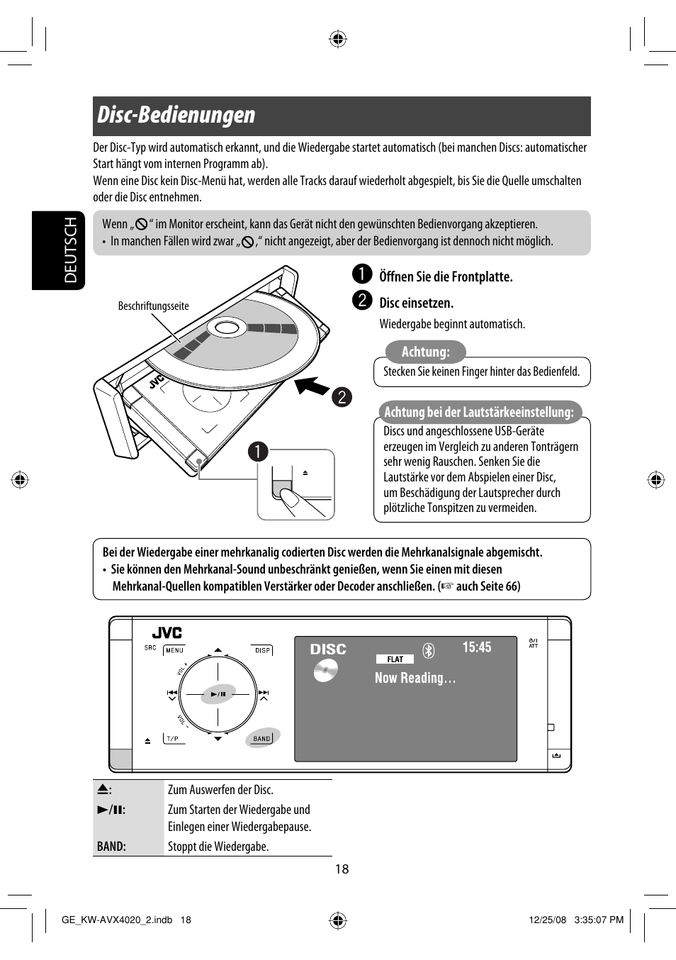 Disc-bedienungen | JVC KD-AVX40 User Manual | Page 92 / 292