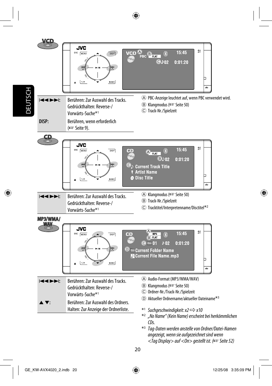 Deutsch | JVC KD-AVX40 User Manual | Page 94 / 292