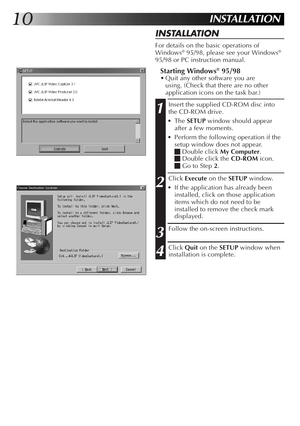 Installation | JVC GR-DVL300 User Manual | Page 10 / 124