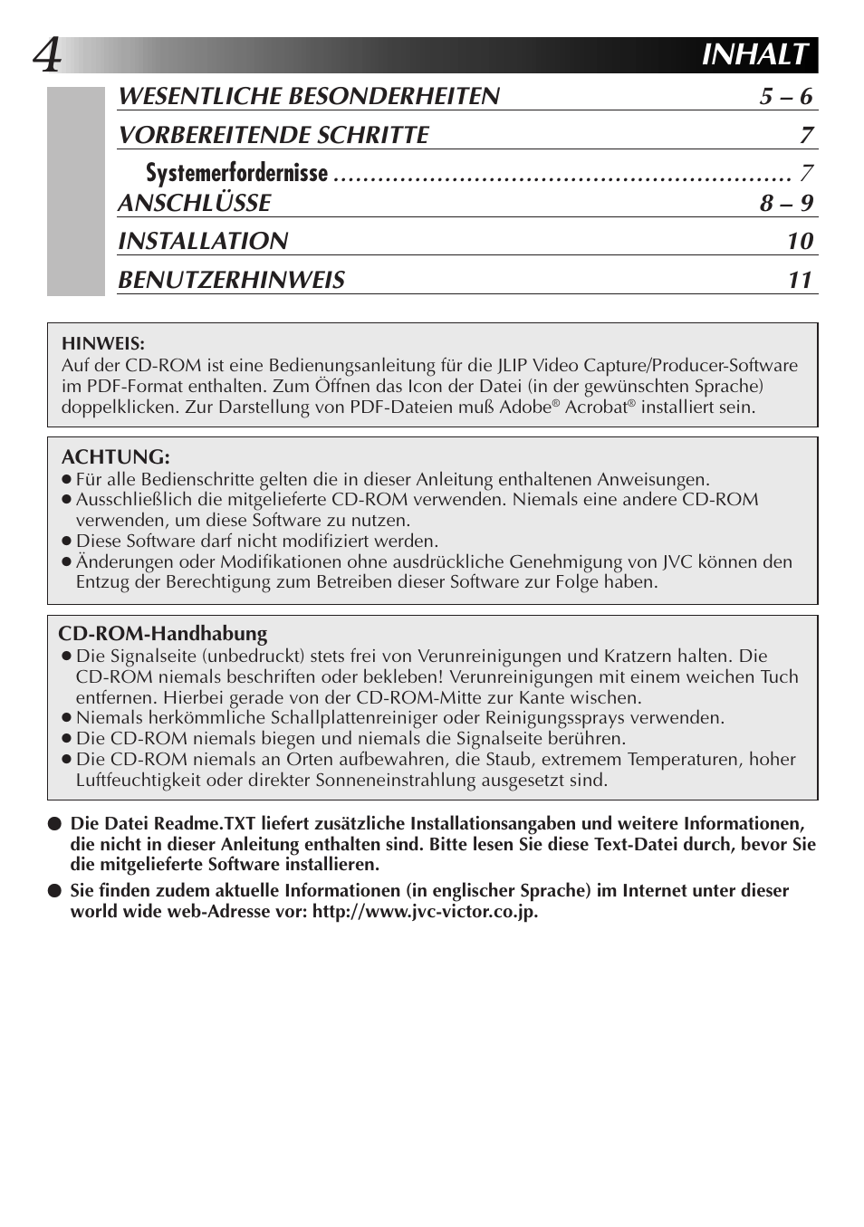 Inhalt | JVC GR-DVL300 User Manual | Page 14 / 124