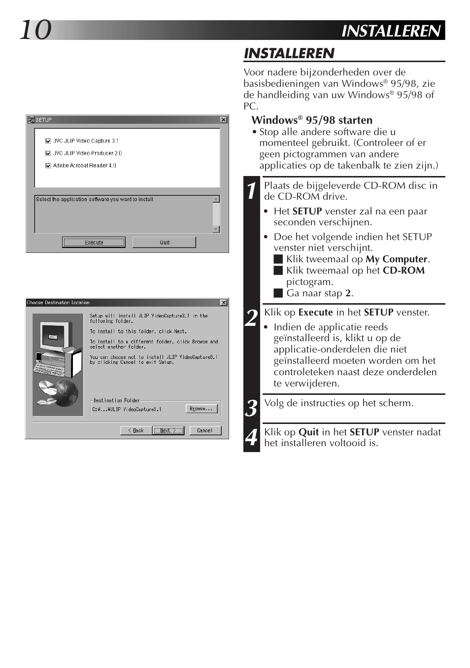 Installeren | JVC GR-DVL300 User Manual | Page 40 / 124