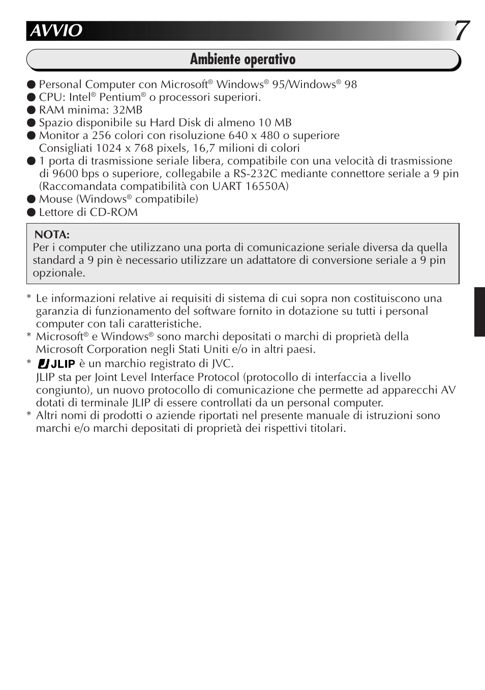 Avvio, Ambiente operativo | JVC GR-DVL300 User Manual | Page 57 / 124