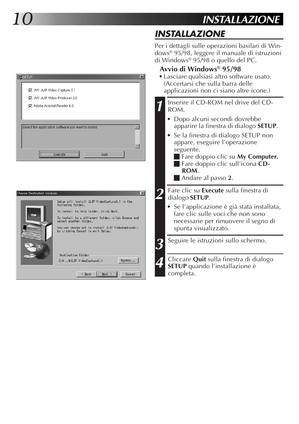 Installazione | JVC GR-DVL300 User Manual | Page 60 / 124