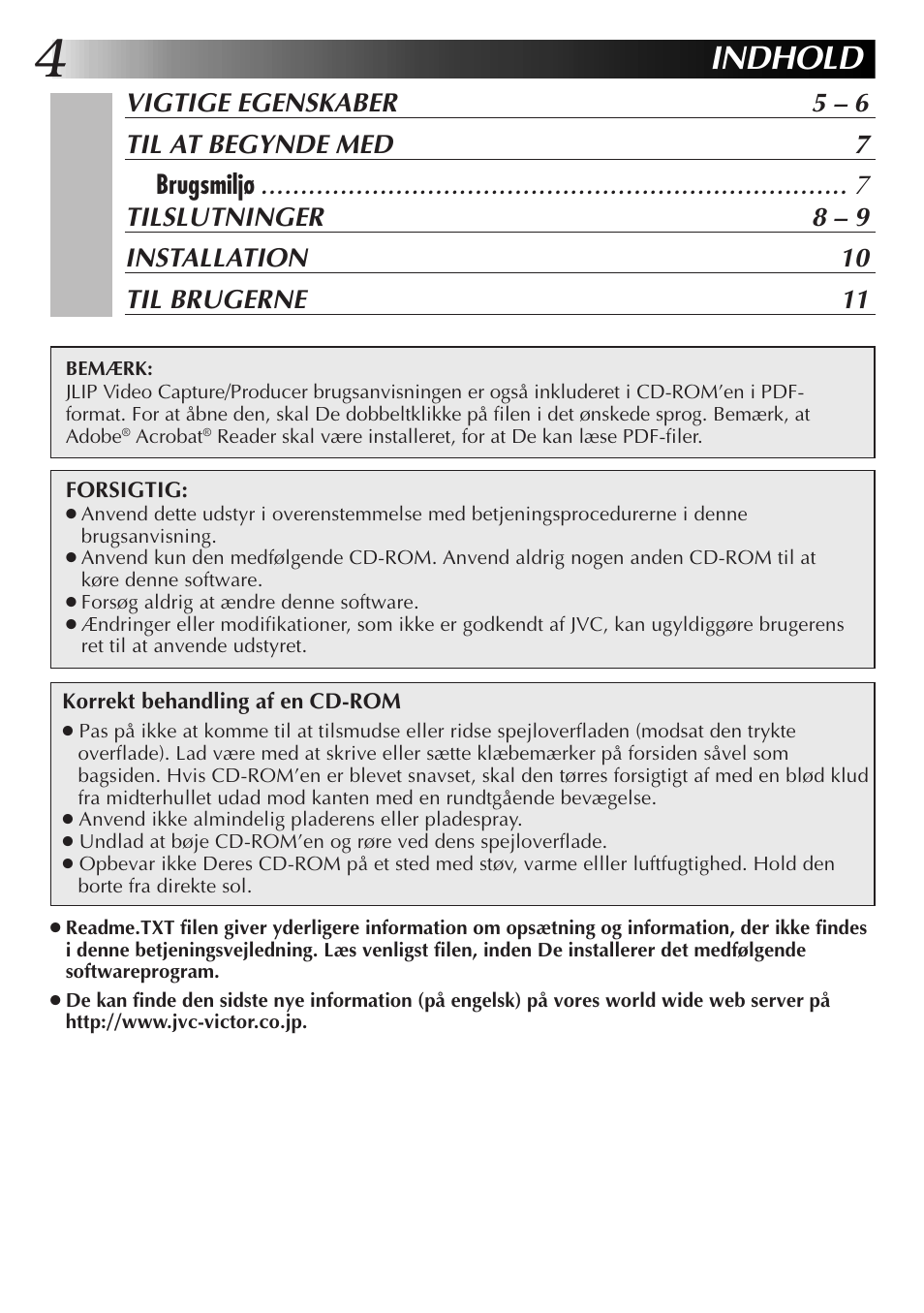 Indhold | JVC GR-DVL300 User Manual | Page 64 / 124