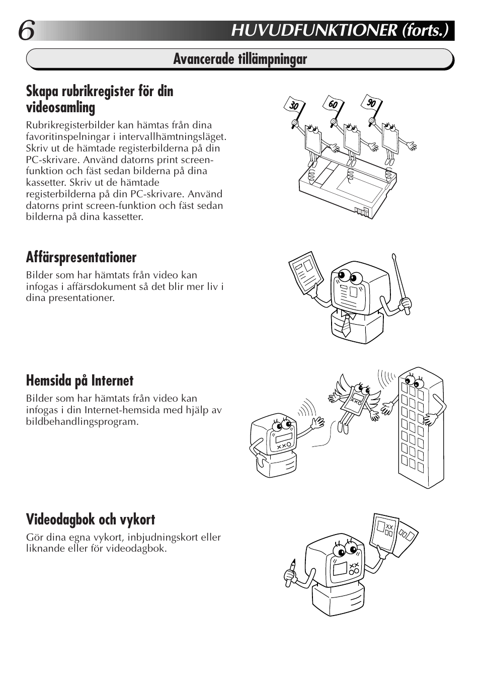 Huvudfunktioner (forts.) | JVC GR-DVL300 User Manual | Page 86 / 124