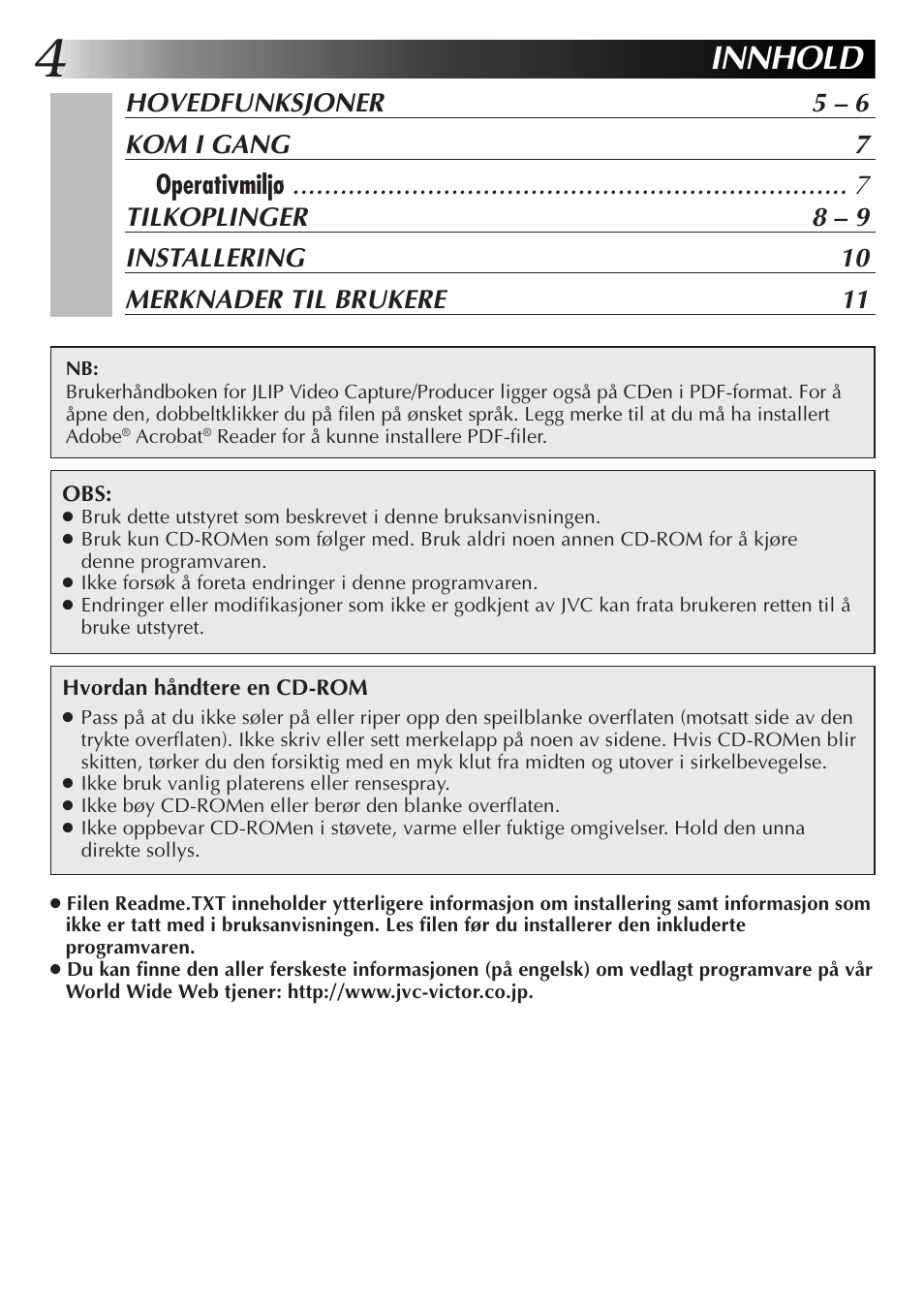 Innhold | JVC GR-DVL300 User Manual | Page 94 / 124