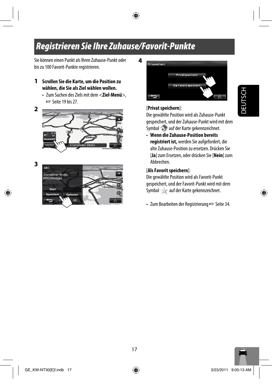 Registrieren sie ihre zuhause/favorit-punkte, Deutsch | JVC KW-NT30 User Manual | Page 107 / 274