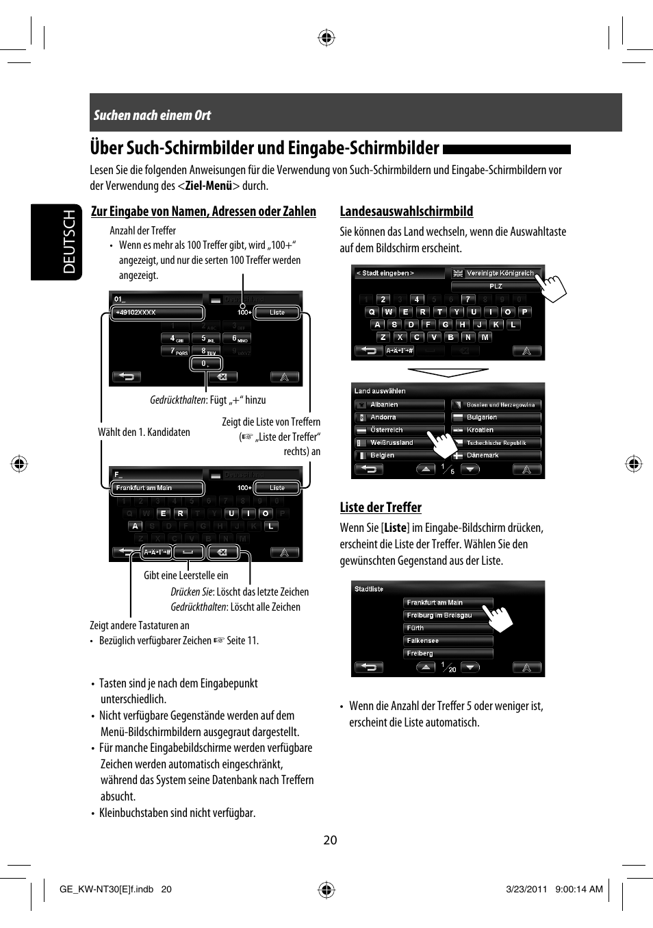 Über such-schirmbilder und eingabe-schirmbilder, Deutsch | JVC KW-NT30 User Manual | Page 110 / 274