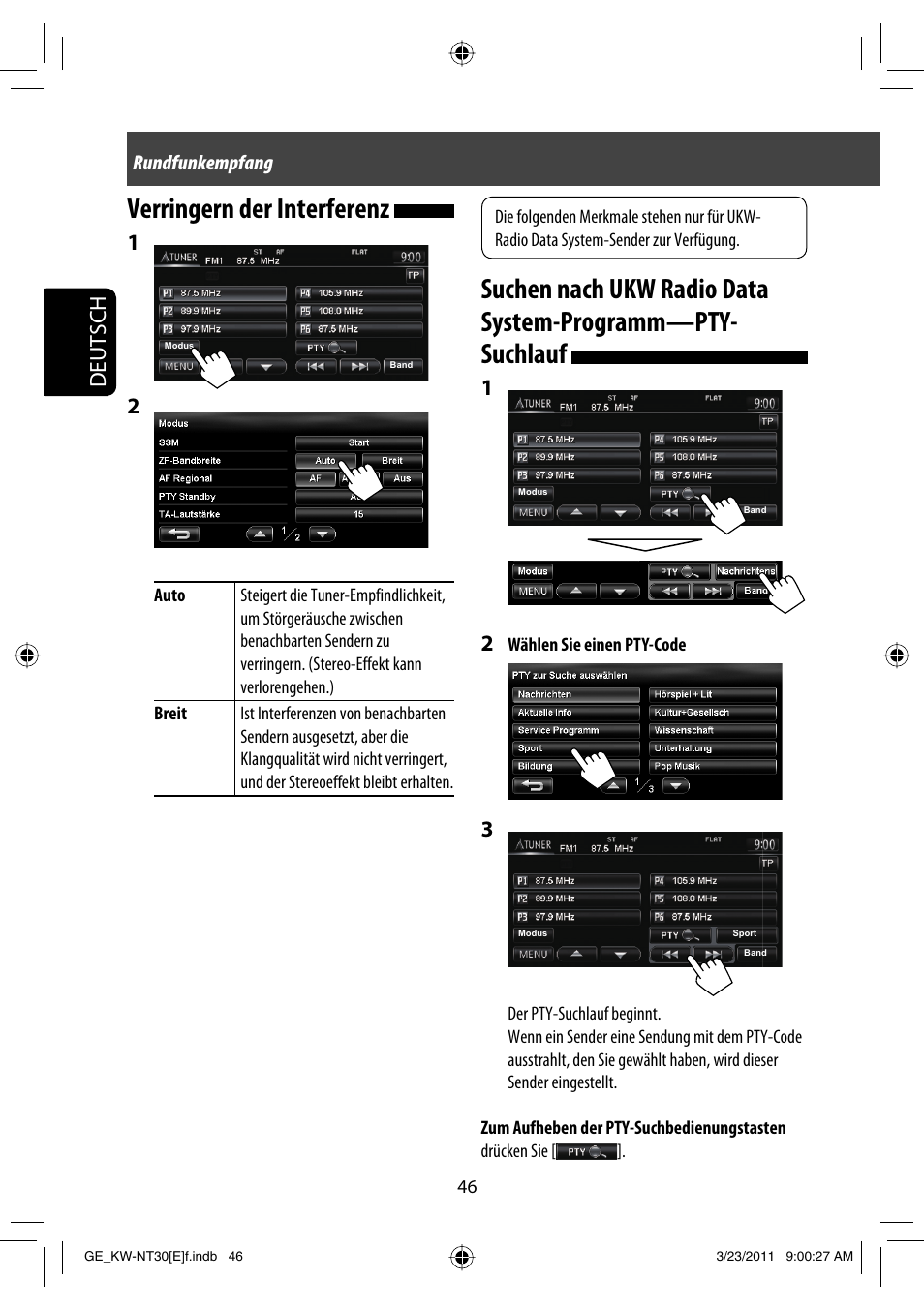 Verringern der interferenz, Deutsch | JVC KW-NT30 User Manual | Page 136 / 274