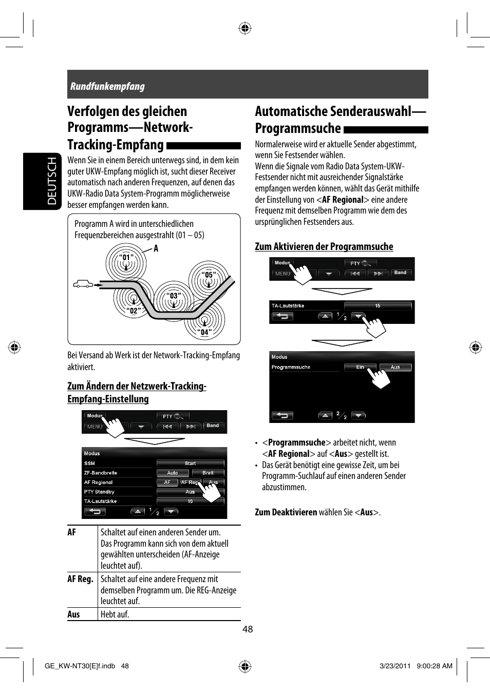 Automatische senderauswahl— programmsuche, Deutsch | JVC KW-NT30 User Manual | Page 138 / 274