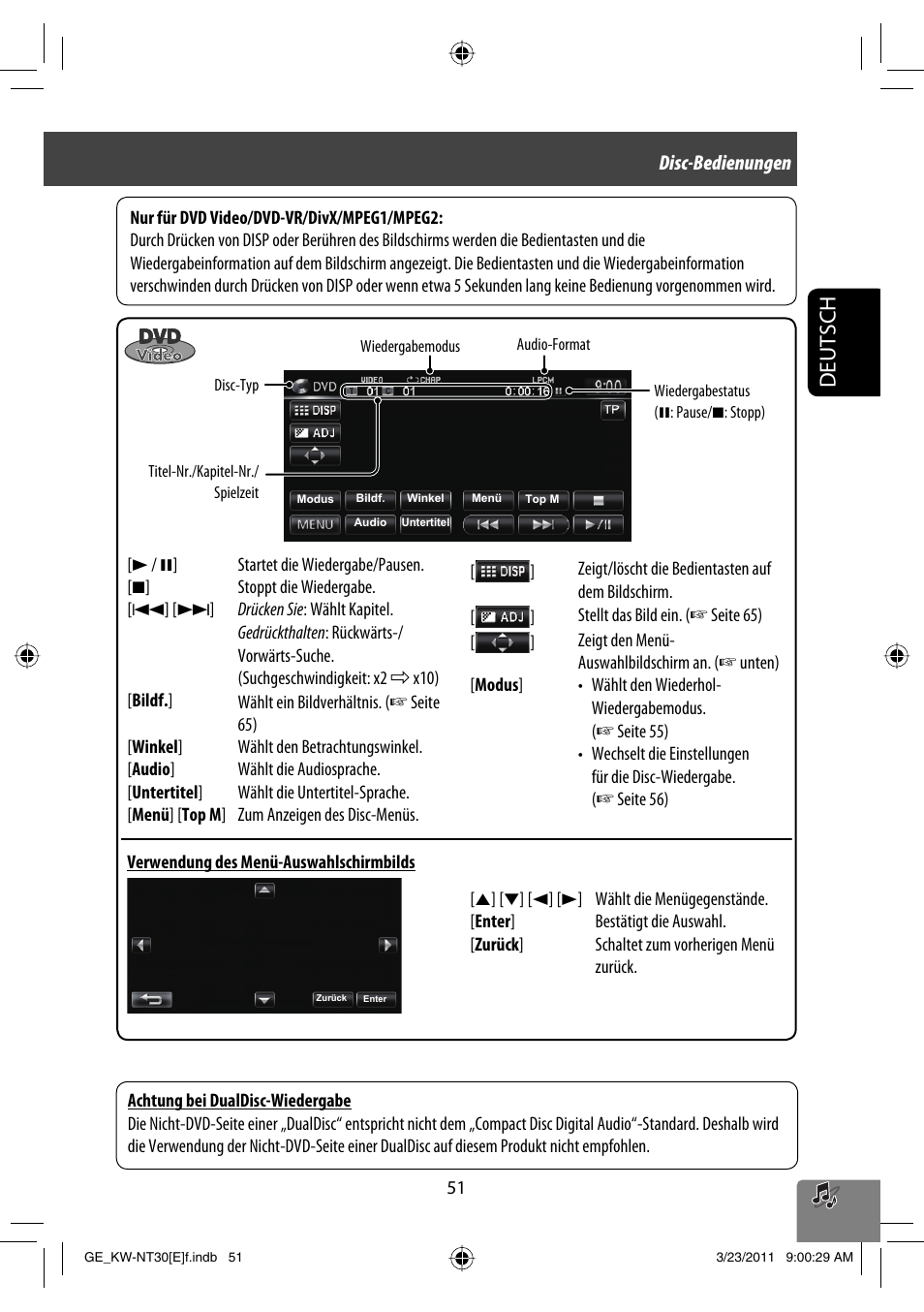 Deutsch, Disc-bedienungen | JVC KW-NT30 User Manual | Page 141 / 274