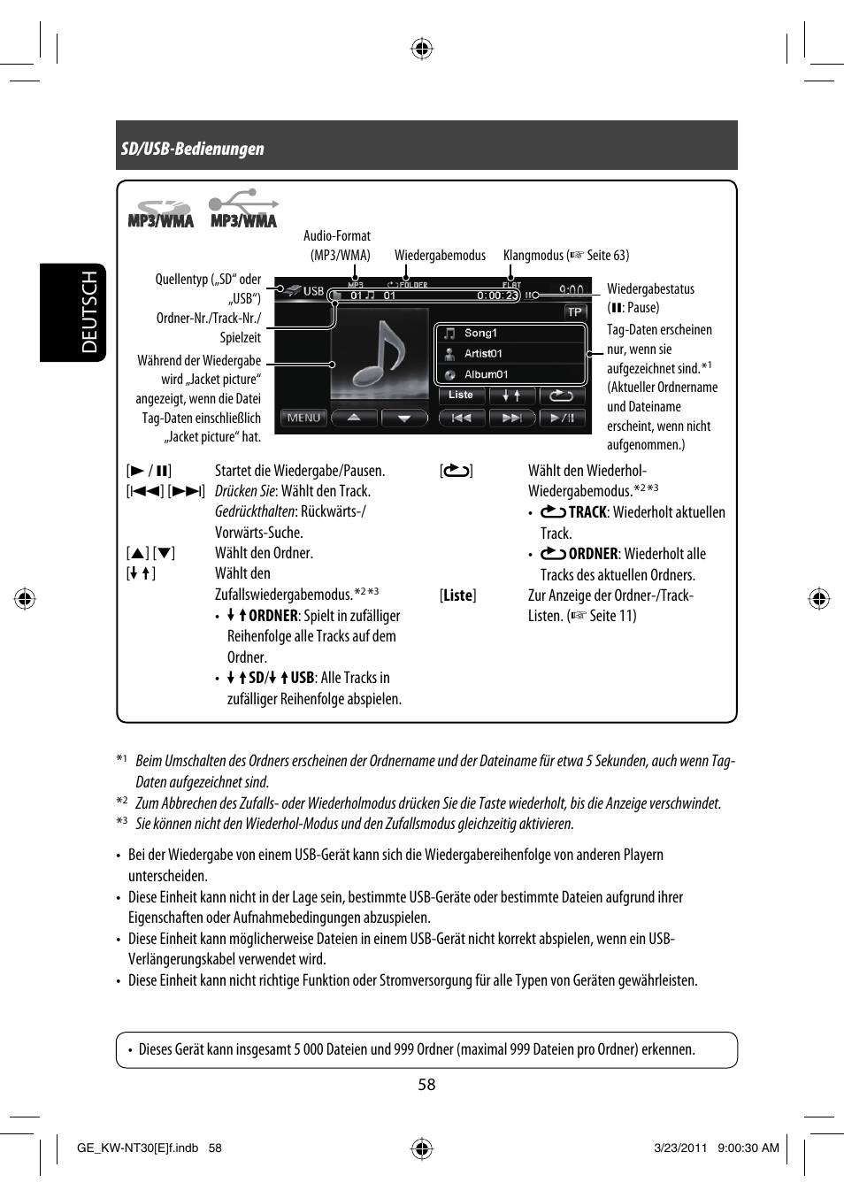 Deutsch, Sd/usb-bedienungen | JVC KW-NT30 User Manual | Page 148 / 274