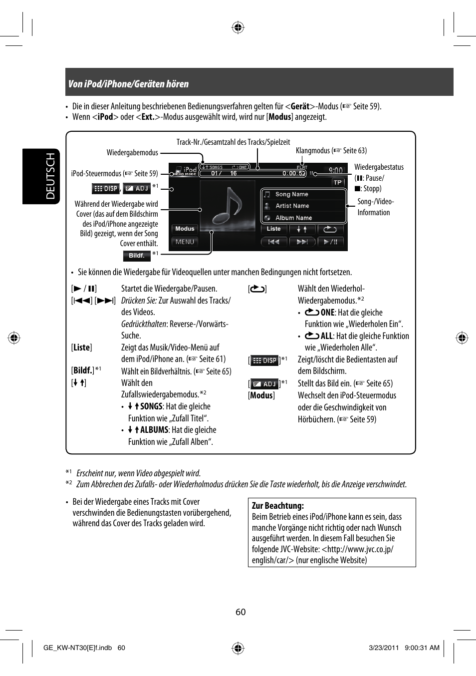 Deutsch, Von ipod/iphone/geräten hören | JVC KW-NT30 User Manual | Page 150 / 274